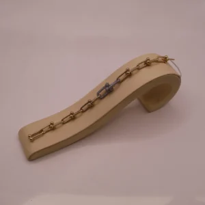 Pavé-Clasp Ball and Bar Link Bracelet
