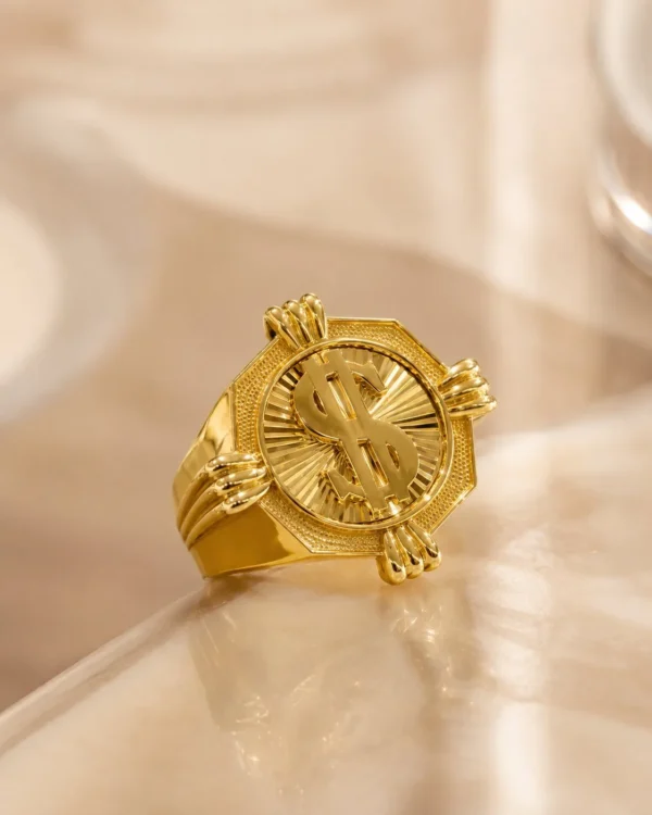 Dollar Sign Claw Signet Ring