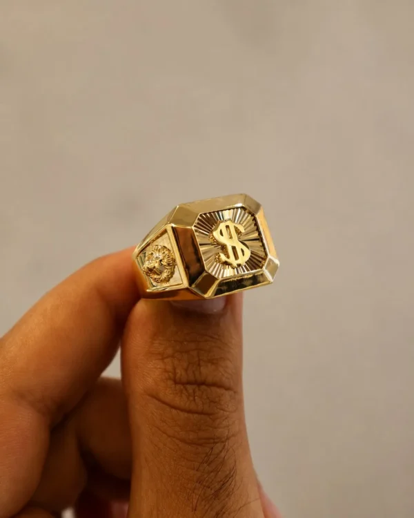 Dollar Sign Sunburst Signet Ring