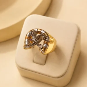 Eagle Horseshoe Two-Tone Ring