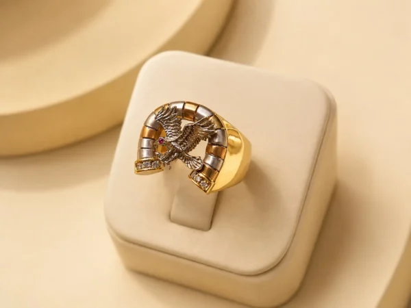 Eagle Horseshoe Two-Tone Ring