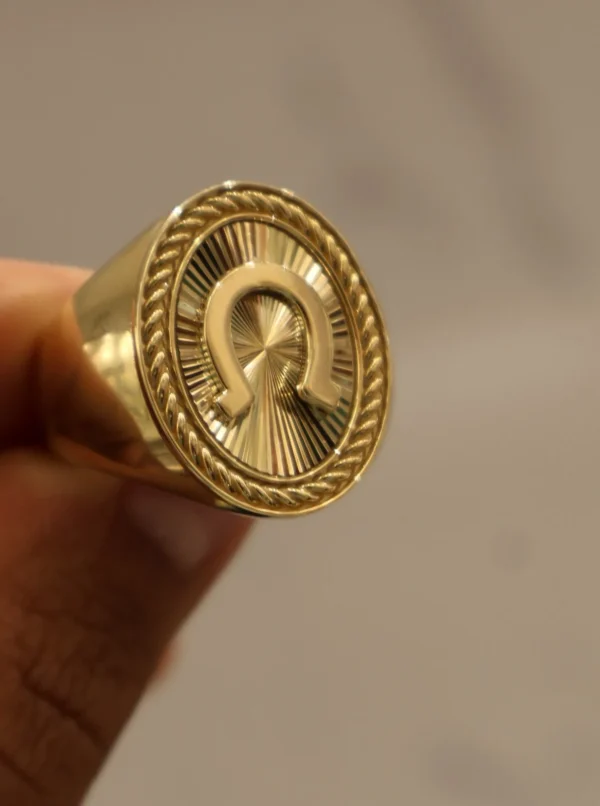 Horseshoe Rope Oval Signet Ring