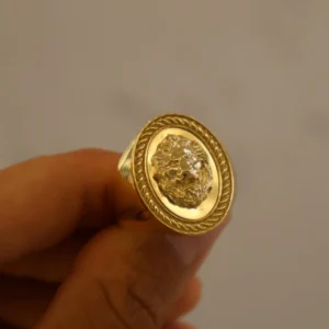 Lion Head Rope Oval Signet Ring