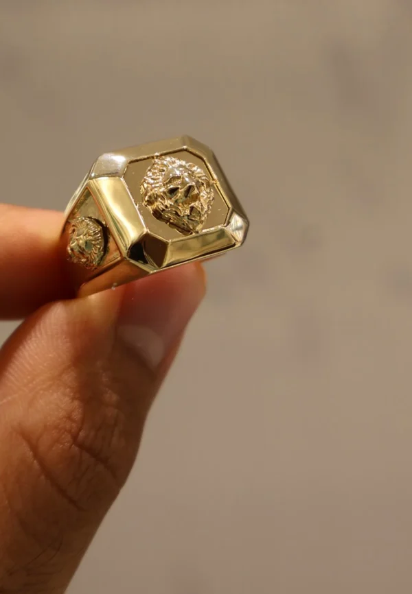 Lion Head Square Signet Ring