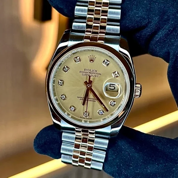 Rolex Datejust 36 Champagne Diamond Dial Everose Rolesor
