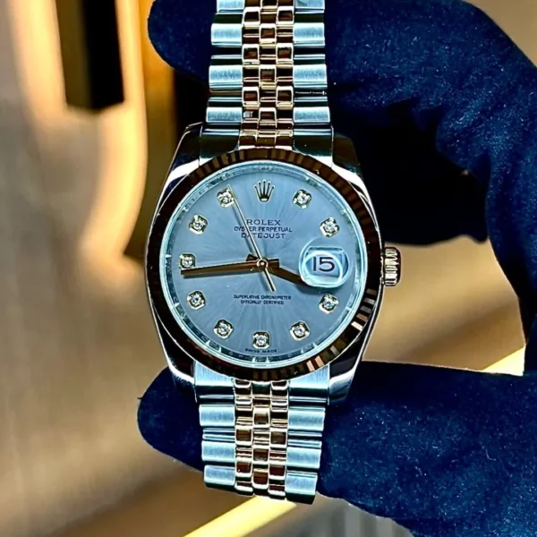 Rolex Datejust 36 Silver Diamond Dial Everose Rolesor