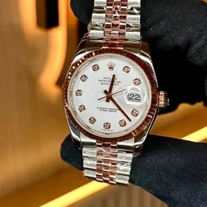 Rolex Datejust 36 White Diamond Dial Everose Rolesor